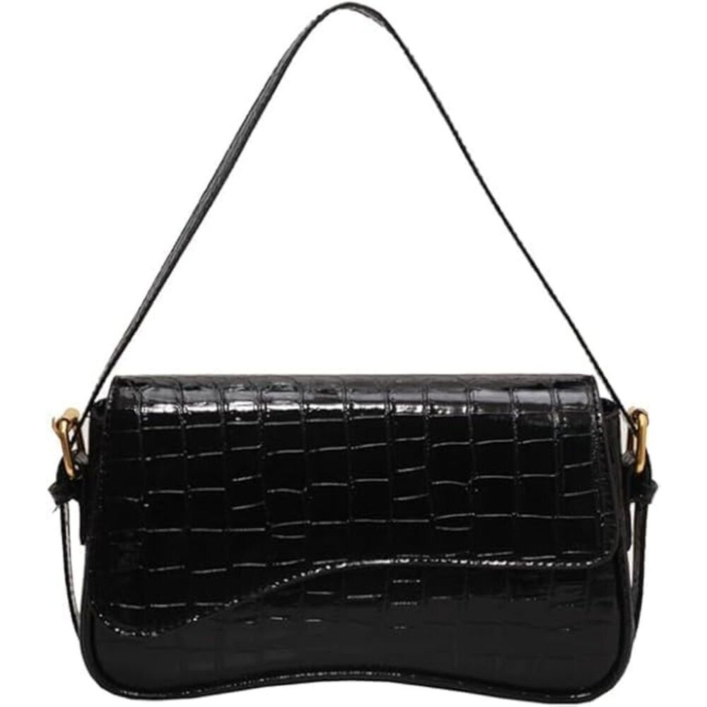 Women Patent Black Imported Casual Leather Waterproof Lightweight Hobo Handbag